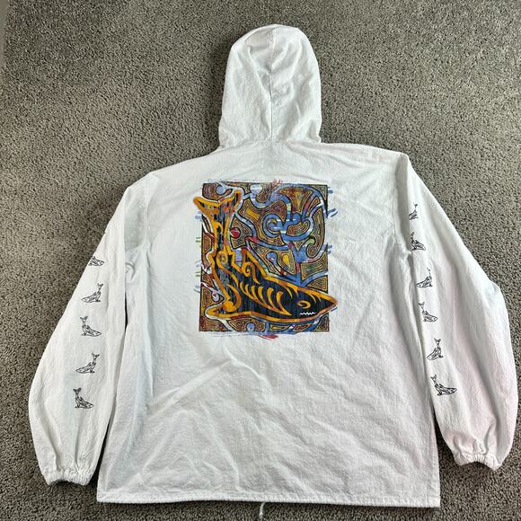 VINTAGE Sharkys On The Pier Jacket Mens Extra Large White Venice Florida Zip Up - Picture 1 of 15